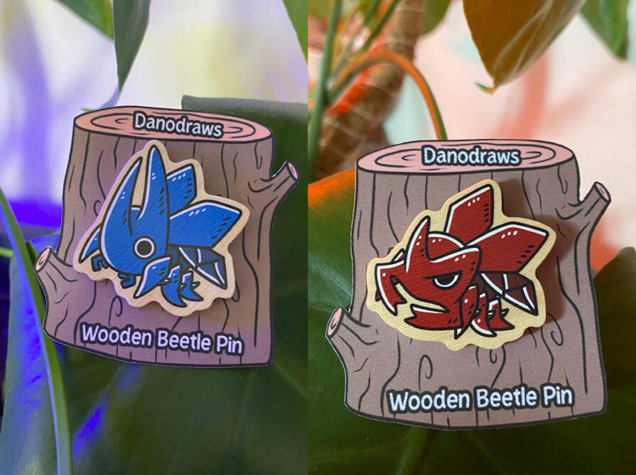 Wooden Beetle Pins